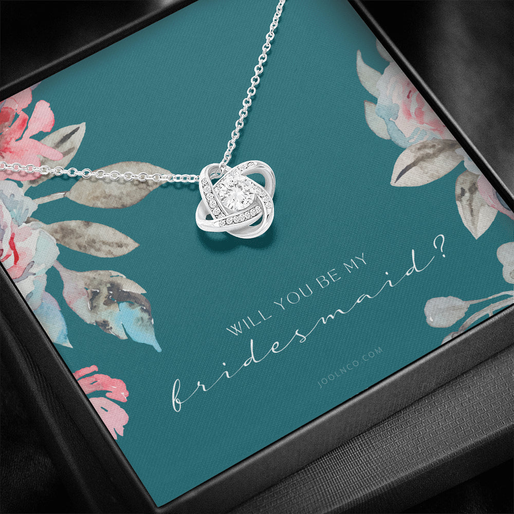 Love Knot Necklace | Bridesmaid Proposal Gift | Flower Bridesmaid Necklace | Custom Bridesmaid gift | Will you be my bridesmaid gift | Bridesmaid knot necklace