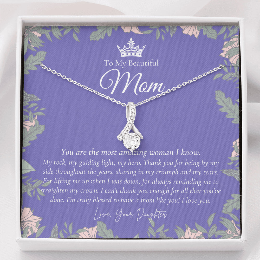 To My Beautiful Mom Necklace | Beautiful Mom Gift | Mother’s Day Gift | Birthday Gift for Mom | Gift from Daughter on Wedding Day