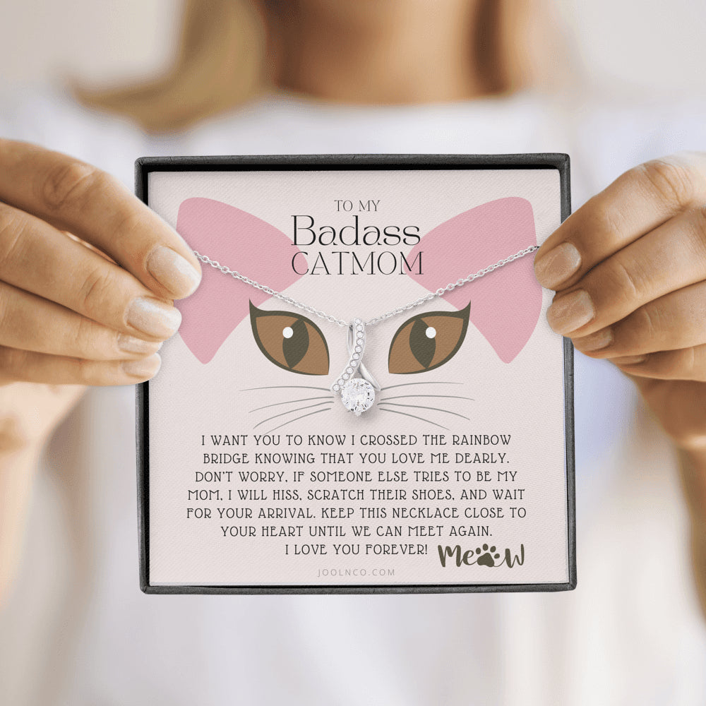To My Badass Cat Mom, Until We Can Meet Again Necklace, Loss of Cat memorial necklace, Cat loss gifts, Rainbow Bridge Cat, Pet sympathy gift