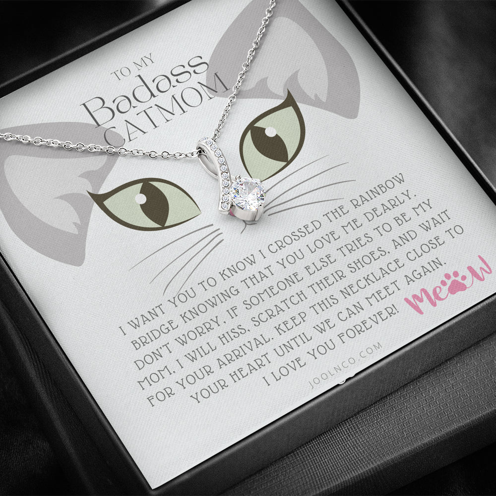 To My Badass Cat Mom, Until We Can Meet Again Necklace, Loss of Cat memorial necklace, Cat loss gifts, Rainbow Bridge Cat, Pet sympathy gift
