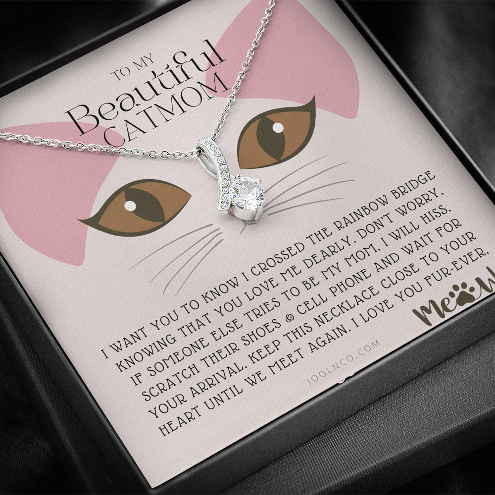 To My Cat Mama, To My Beautiful Cat Mom, Cat loss gifts, Rainbow Bridge Cat, Pet sympathy gift, Cat loss necklace, Until We Meet Again Necklace, Loss of Cat memorial necklace