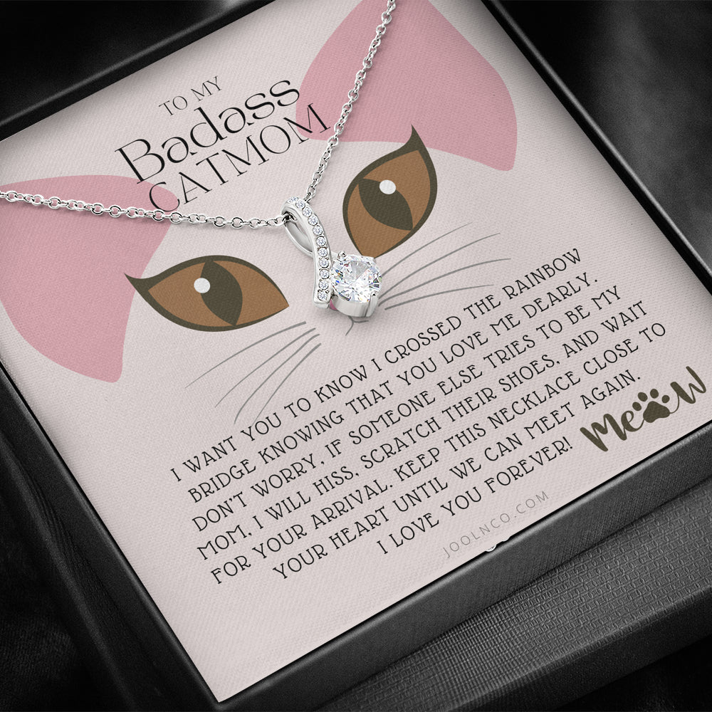 To My Badass Cat Mom, Until We Can Meet Again Necklace, Loss of Cat memorial necklace, Cat loss gifts, Rainbow Bridge Cat, Pet sympathy gift