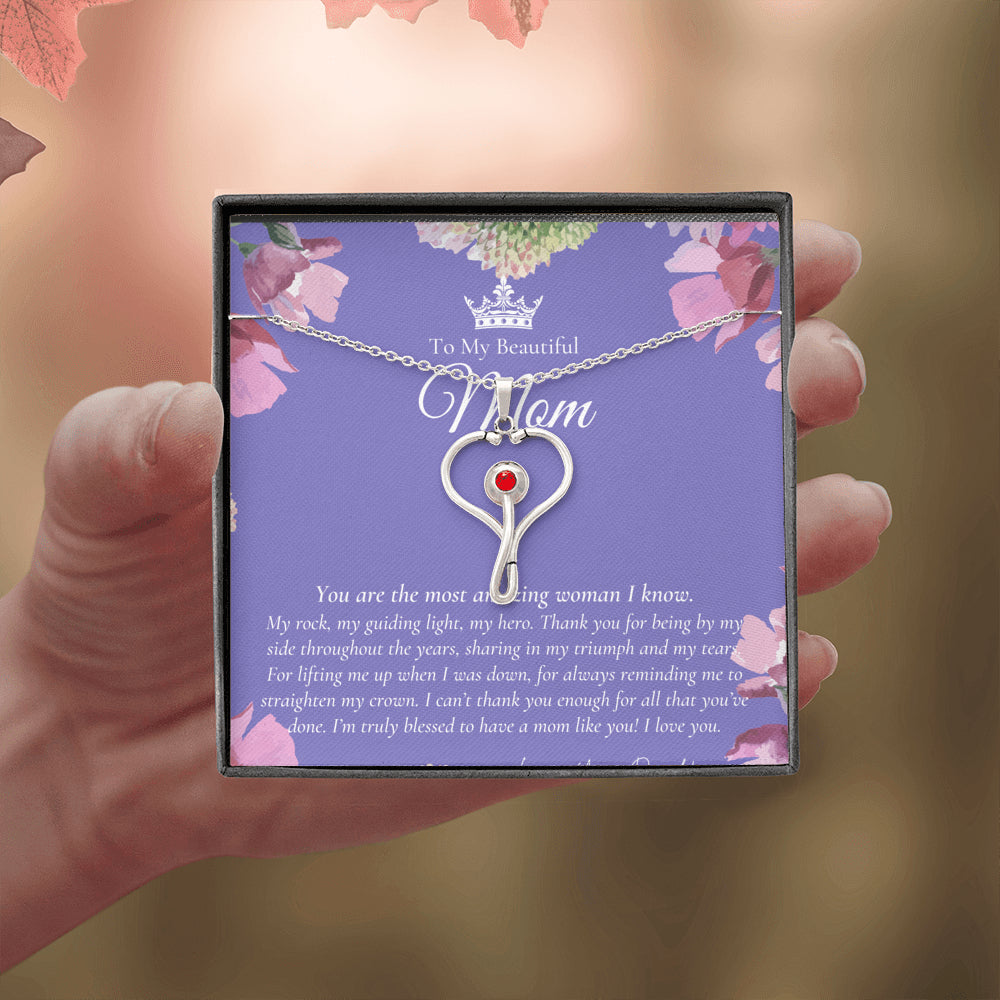 To My Beautiful Mom Necklace | Beautiful Mom Gift | Mother’s Day Gift | Birthday Gift | Gift from Daughter on Wedding Day | Nurse Mom Gift | Gift for Nurse Mom | Stethoscope Necklace | Nurse Mom Necklace