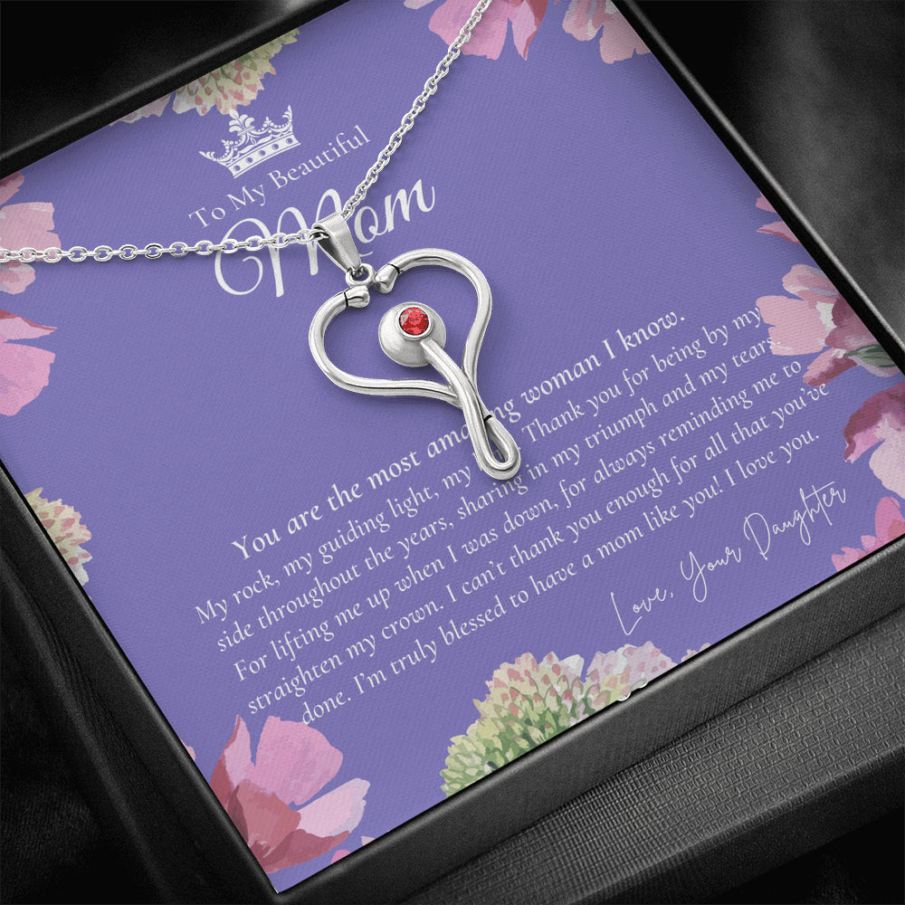 To My Beautiful Mom Necklace | Beautiful Mom Gift | Mother’s Day Gift | Birthday Gift | Gift from Daughter on Wedding Day | Nurse Mom Gift | Gift for Nurse Mom | Stethoscope Necklace | Nurse Mom Necklace