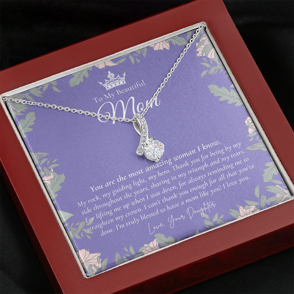 To My Beautiful Mom Necklace | Beautiful Mom Gift | Mother’s Day Gift | Birthday Gift for Mom | Gift from Daughter on Wedding Day