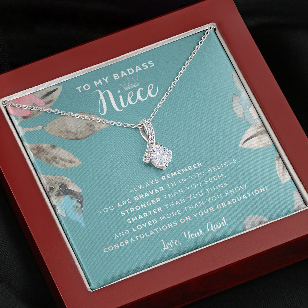To My Badass Niece, Straighten Your Crown Necklace, Aunt Niece Necklace, Niece Graduation Gift