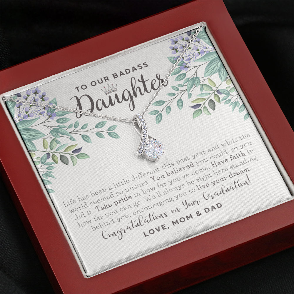 To Our Badass Daughter, Straighten Your Crown Necklace, Parents Daughter Necklace, Daughter Graduation Gift, Graduation on Pandemic
