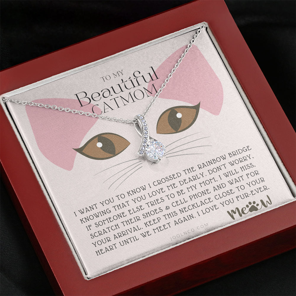 To My Cat Mama, To My Beautiful Cat Mom, Cat loss gifts, Rainbow Bridge Cat, Pet sympathy gift, Cat loss necklace, Until We Meet Again Necklace, Loss of Cat memorial necklace