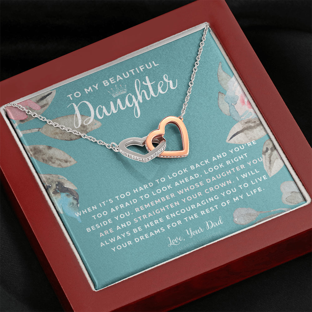 To My Badass Daughter, Straighten Your Crown Necklace, Dad Daughter Necklace, Daughter Birthday Gift, Daughter Graduation Gift