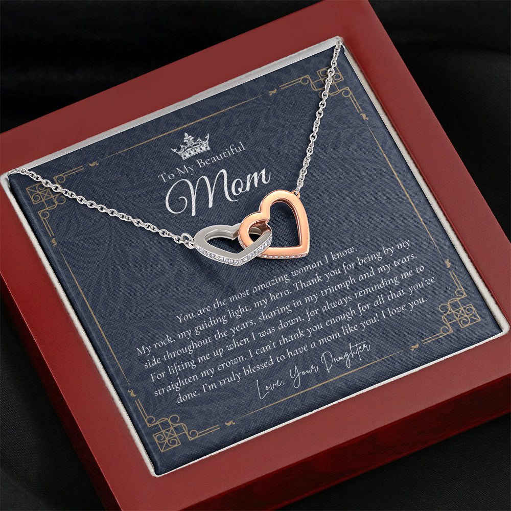 To My Beautiful Mom Necklace | Beautiful Mom Gift | Mother’s Day Gift | Birthday Gift | Gift from Daughter on Wedding Day