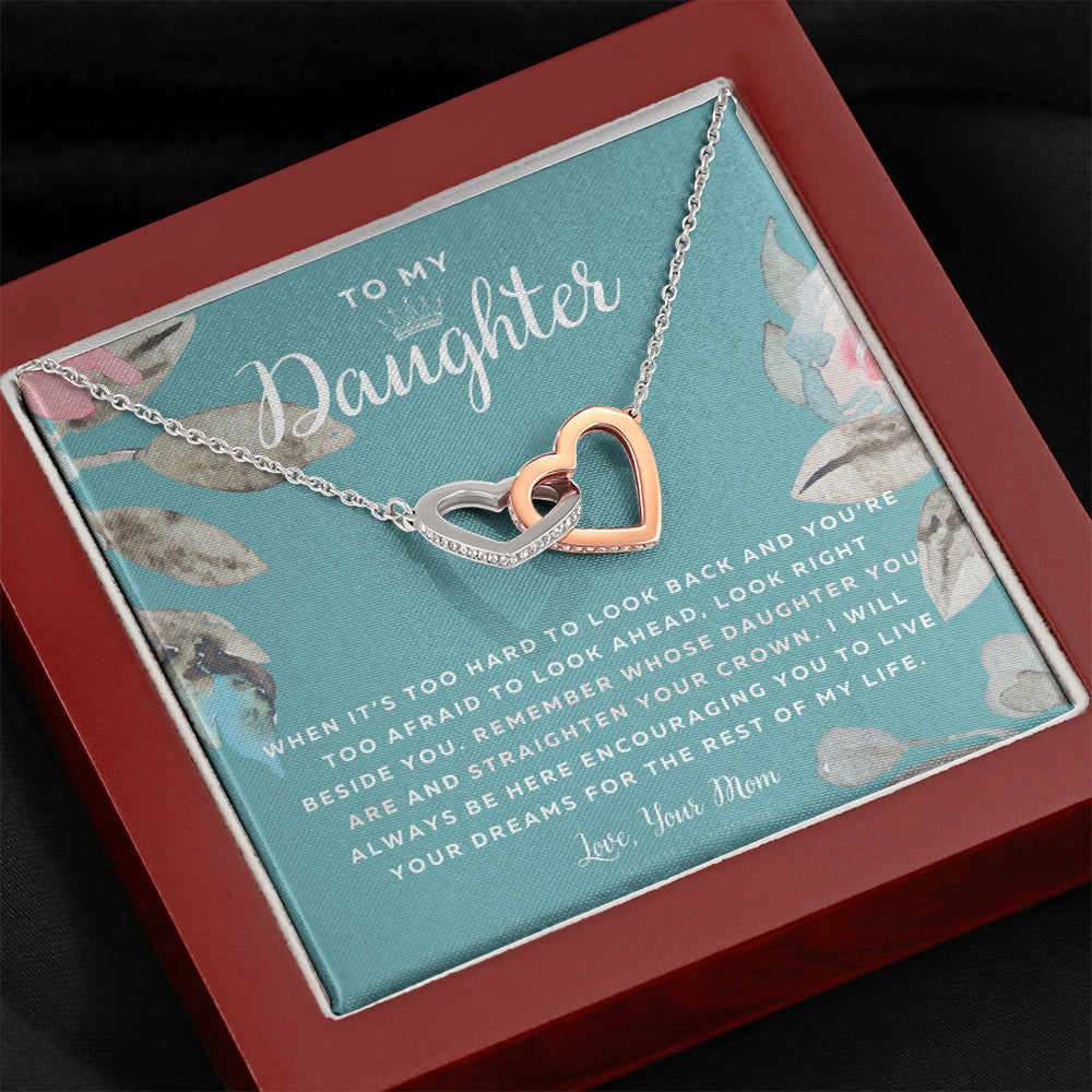 To My Badass Daughter, Straighten Your Crown Necklace, Mom Daughter Necklace, Daughter Birthday Gift, Daughter Graduation Gift