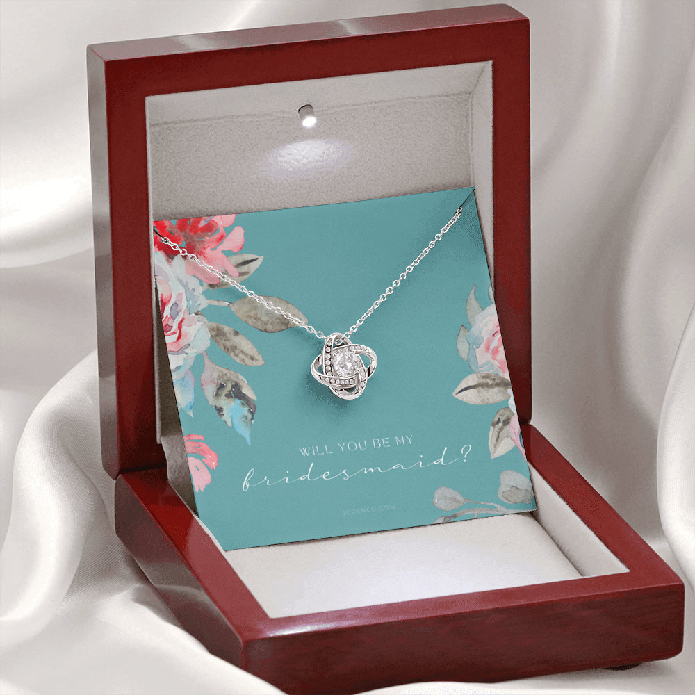 Love Knot Necklace | Bridesmaid Proposal Gift | Flower Bridesmaid Necklace | Custom Bridesmaid gift | Will you be my bridesmaid gift | Bridesmaid knot necklace
