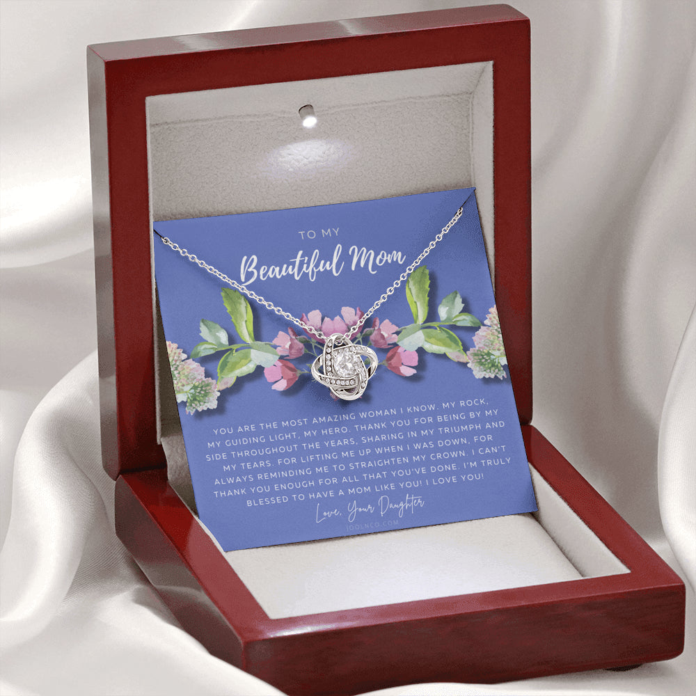 Love Knot Necklace | To My Beautiful Mom Necklace | Beautiful Mom Gift | Mother’s Day Gift | Birthday Gift | Gift from Daughter on Wedding Day