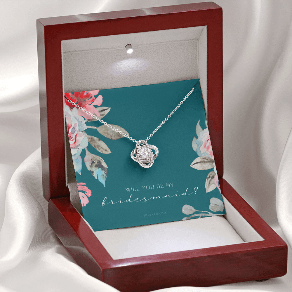 Love Knot Necklace | Bridesmaid Proposal Gift | Flower Bridesmaid Necklace | Custom Bridesmaid gift | Will you be my bridesmaid gift | Bridesmaid knot necklace