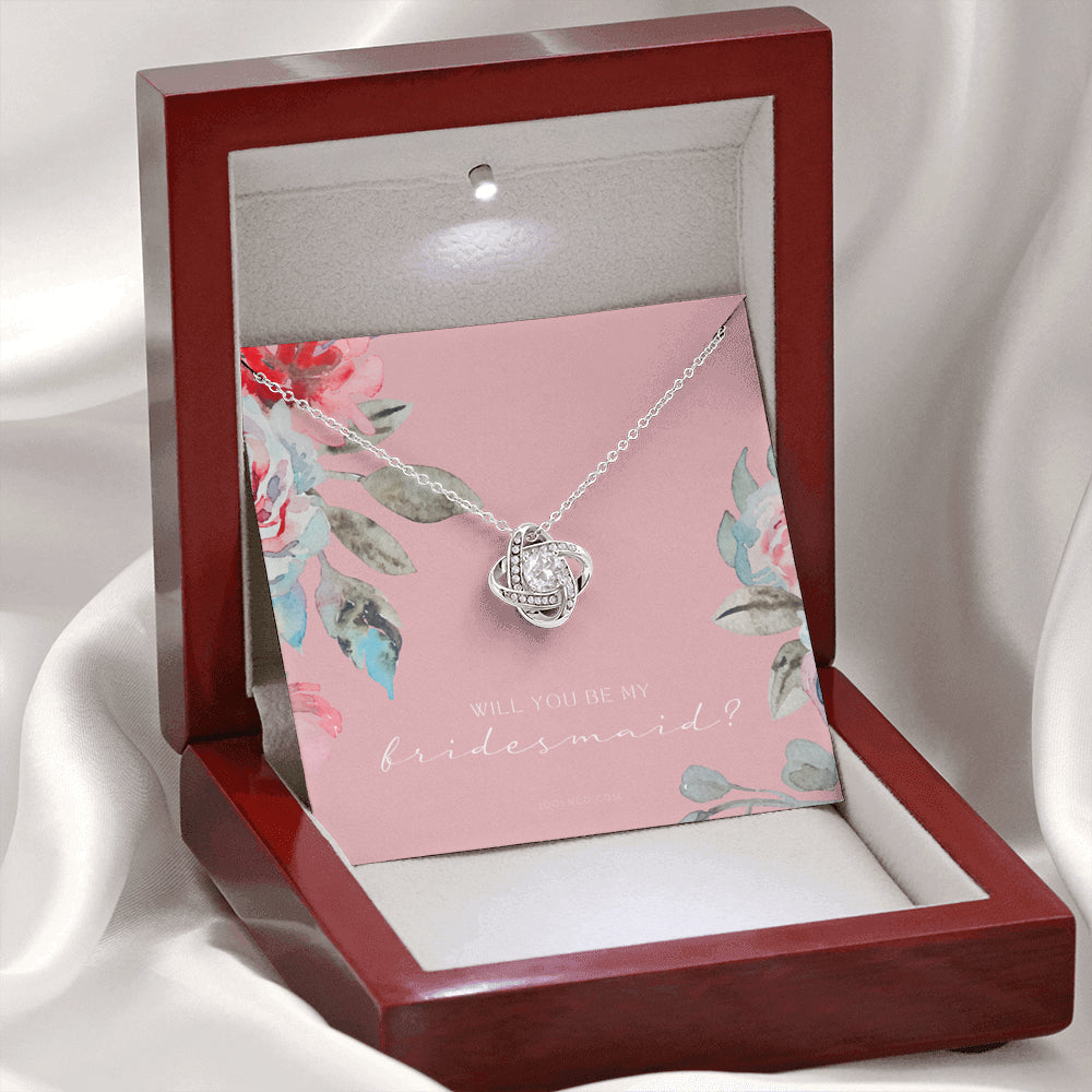 Love Knot Necklace | Bridesmaid Proposal Gift | Flower Bridesmaid Necklace | Custom Bridesmaid gift | Will you be my bridesmaid gift | Bridesmaid knot necklace