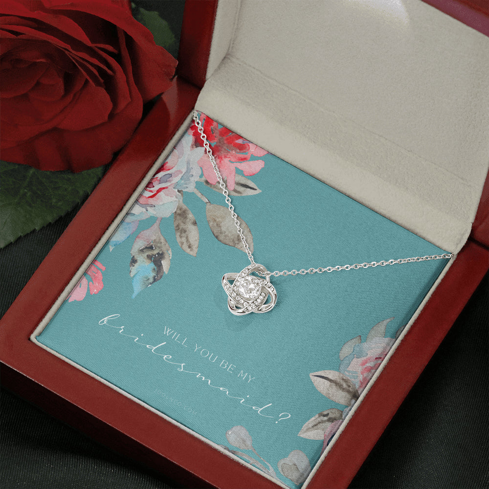Love Knot Necklace | Bridesmaid Proposal Gift | Flower Bridesmaid Necklace | Custom Bridesmaid gift | Will you be my bridesmaid gift | Bridesmaid knot necklace