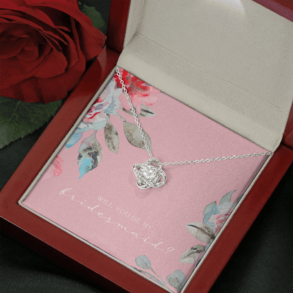 Love Knot Necklace | Bridesmaid Proposal Gift | Flower Bridesmaid Necklace | Custom Bridesmaid gift | Will you be my bridesmaid gift | Bridesmaid knot necklace