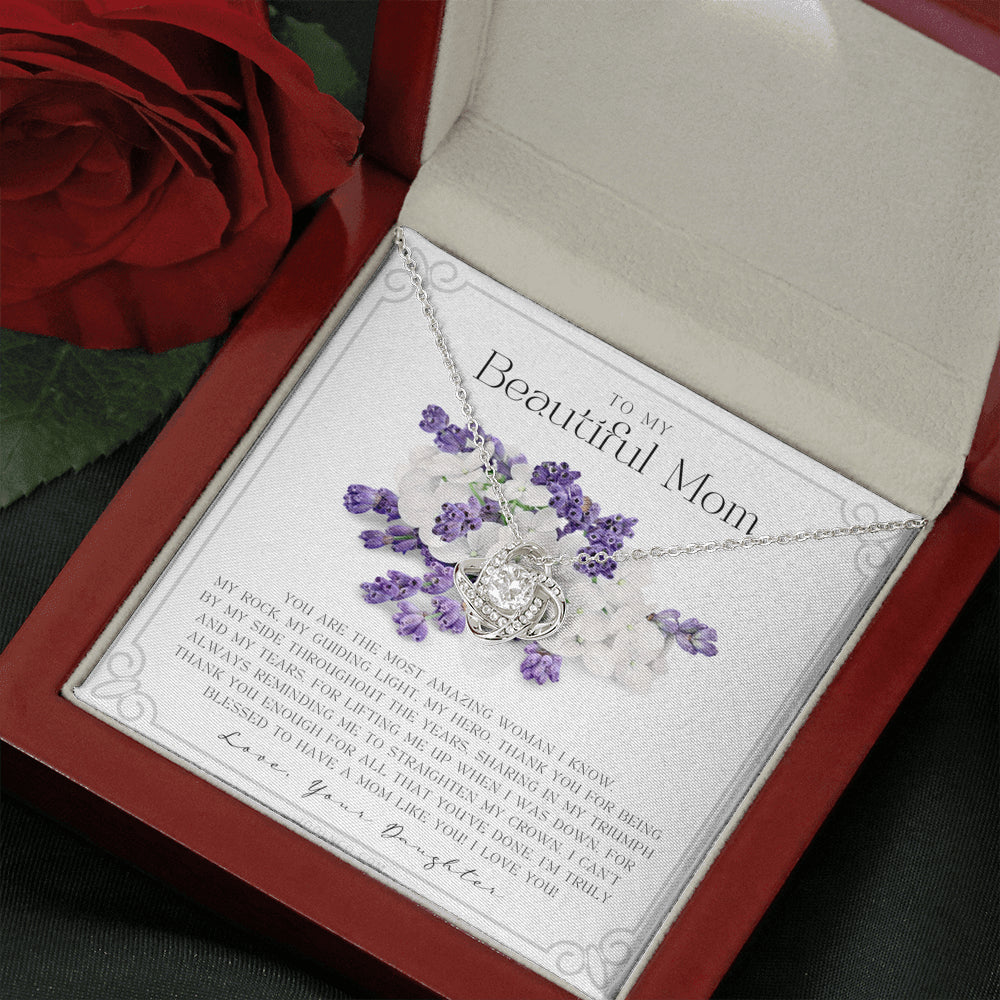Love Knot Necklace | To My Beautiful Mom Necklace | Beautiful Mom Gift | Mother’s Day Gift | Birthday Gift | Gift from Daughter on Wedding Day