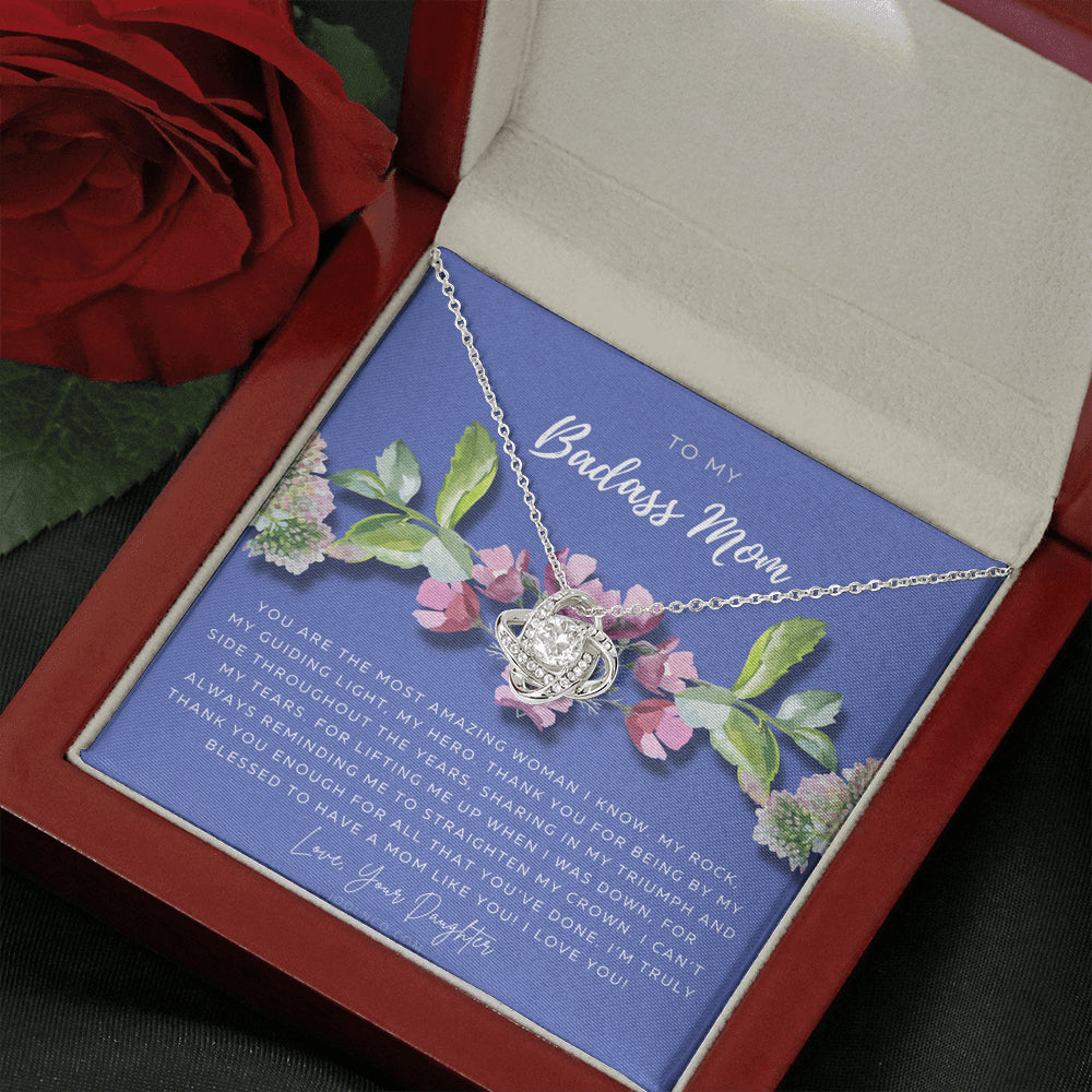 Love Knot Necklace | To My Badass Mom Necklace | Mother’s Day Gift | Daughter to Mom Gift | Gift from Daughter to Mom on Wedding Day | Mom gift | Birthday Gift