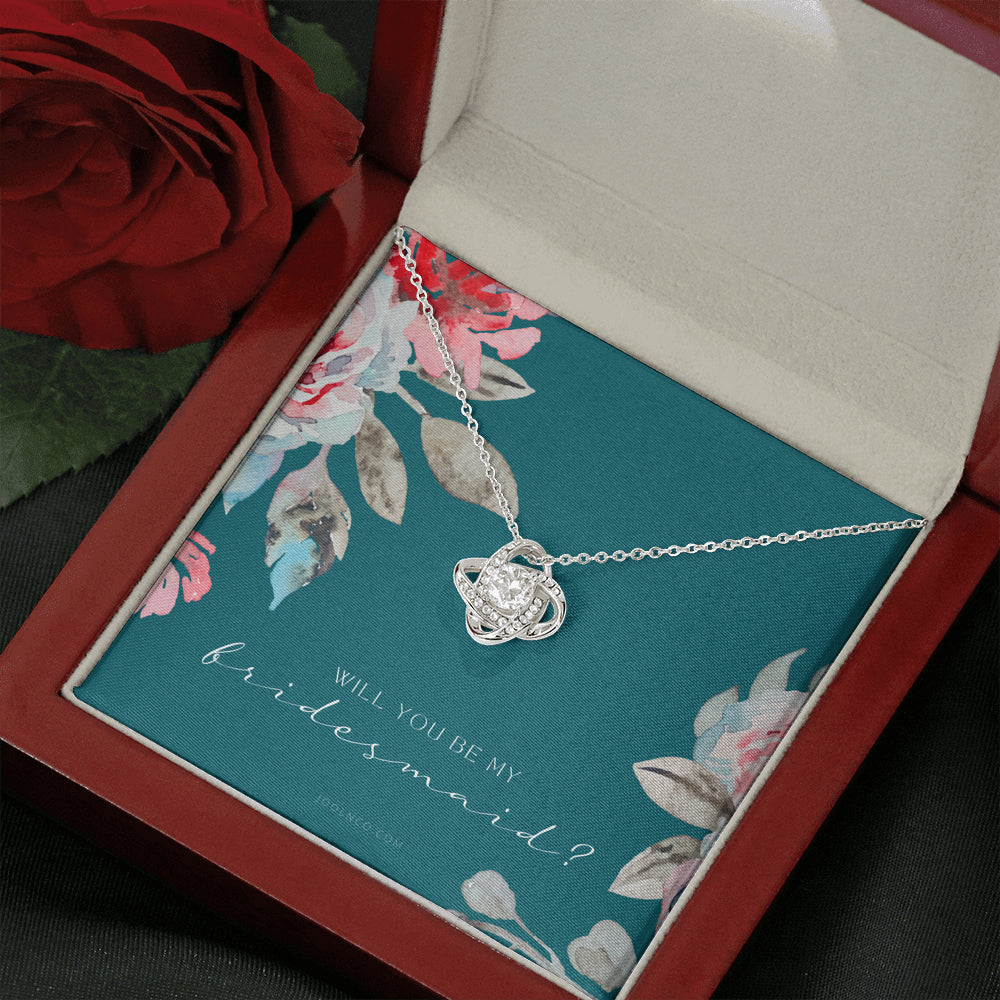 Love Knot Necklace | Bridesmaid Proposal Gift | Flower Bridesmaid Necklace | Custom Bridesmaid gift | Will you be my bridesmaid gift | Bridesmaid knot necklace