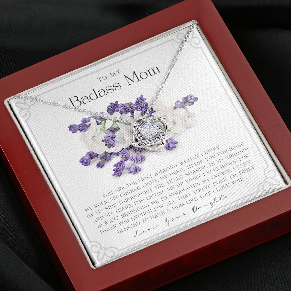 Love Knot Necklace | To My Badass Mom Necklace | Mother’s Day Gift | Daughter to Mom Gift | Gift from Daughter to Mom on Wedding Day | Mom gift | Birthday Gift
