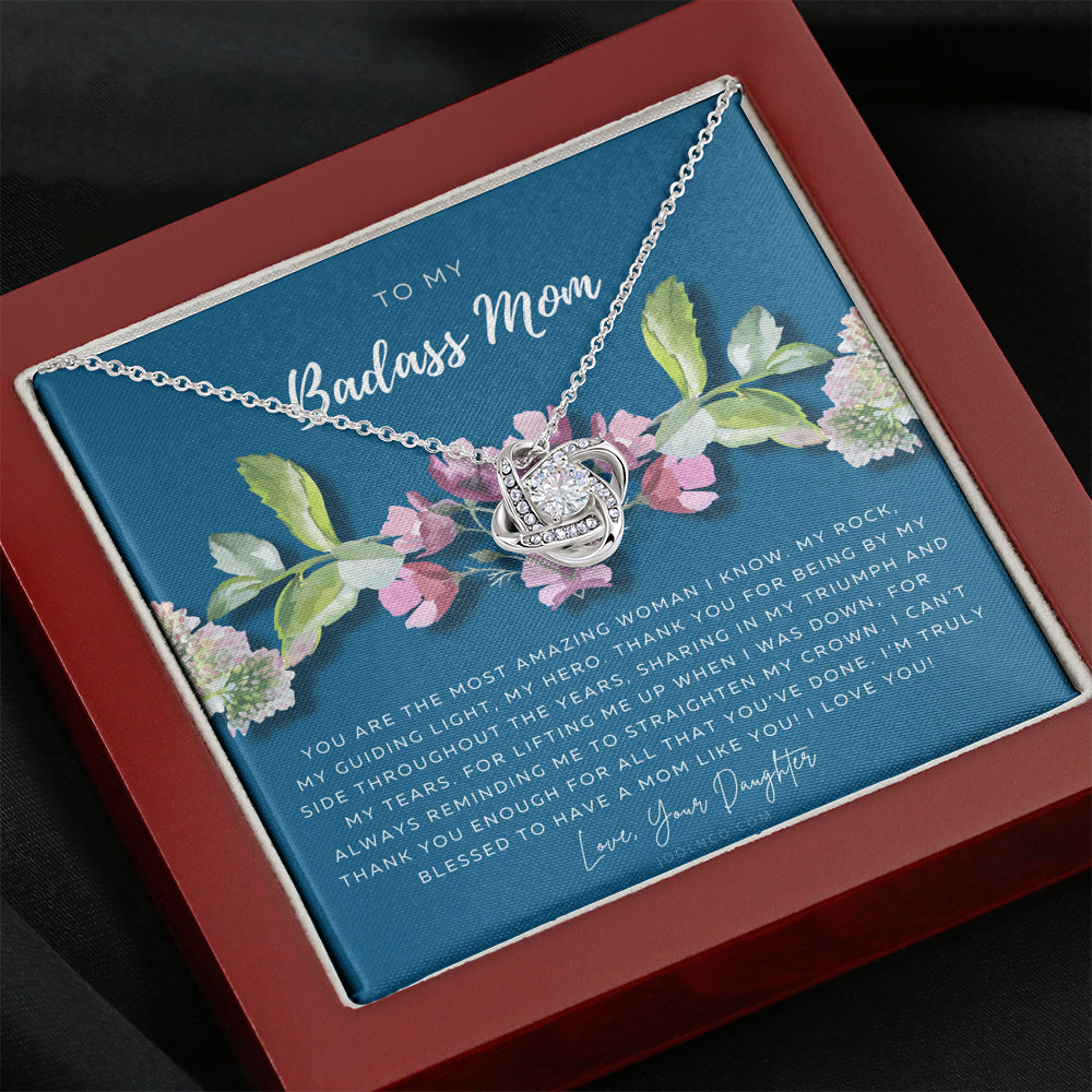 Love Knot Necklace | To My Badass Mom Necklace | Mother’s Day Gift | Daughter to Mom Gift | Gift from Daughter to Mom on Wedding Day | Mom gift | Birthday Gift
