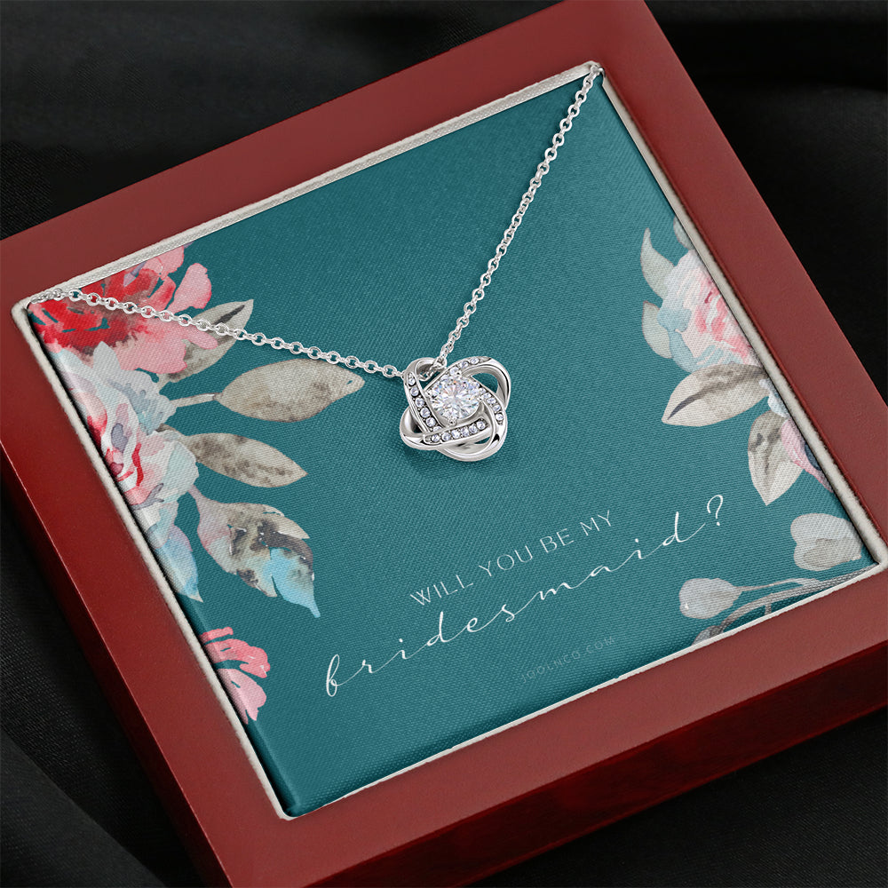 Love Knot Necklace | Bridesmaid Proposal Gift | Flower Bridesmaid Necklace | Custom Bridesmaid gift | Will you be my bridesmaid gift | Bridesmaid knot necklace