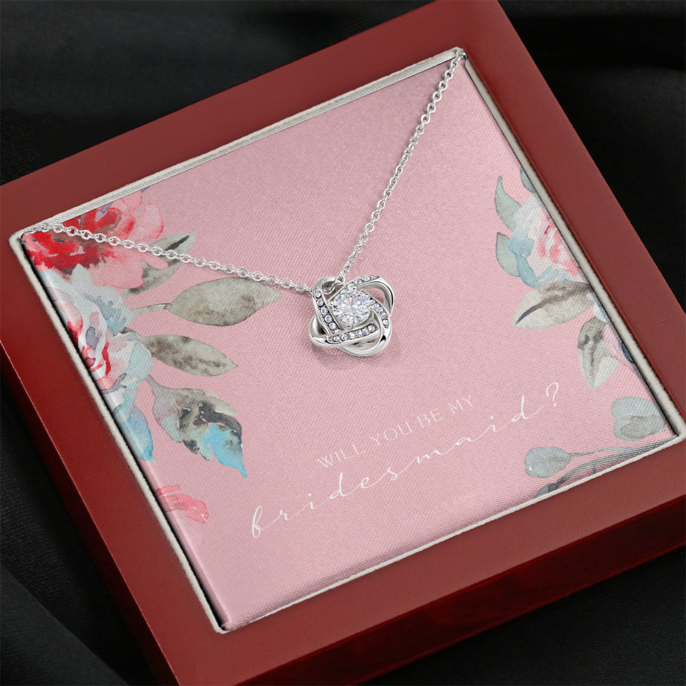 Love Knot Necklace | Bridesmaid Proposal Gift | Flower Bridesmaid Necklace | Custom Bridesmaid gift | Will you be my bridesmaid gift | Bridesmaid knot necklace