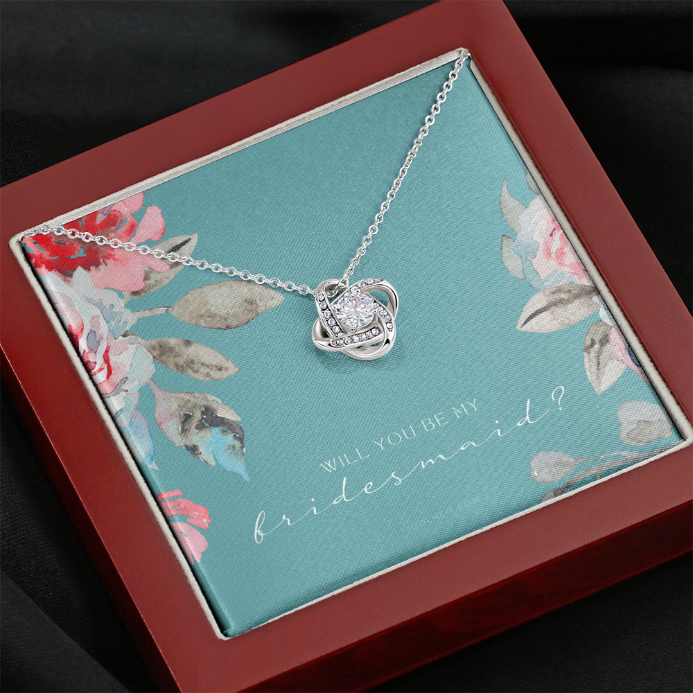 Love Knot Necklace | Bridesmaid Proposal Gift | Flower Bridesmaid Necklace | Custom Bridesmaid gift | Will you be my bridesmaid gift | Bridesmaid knot necklace