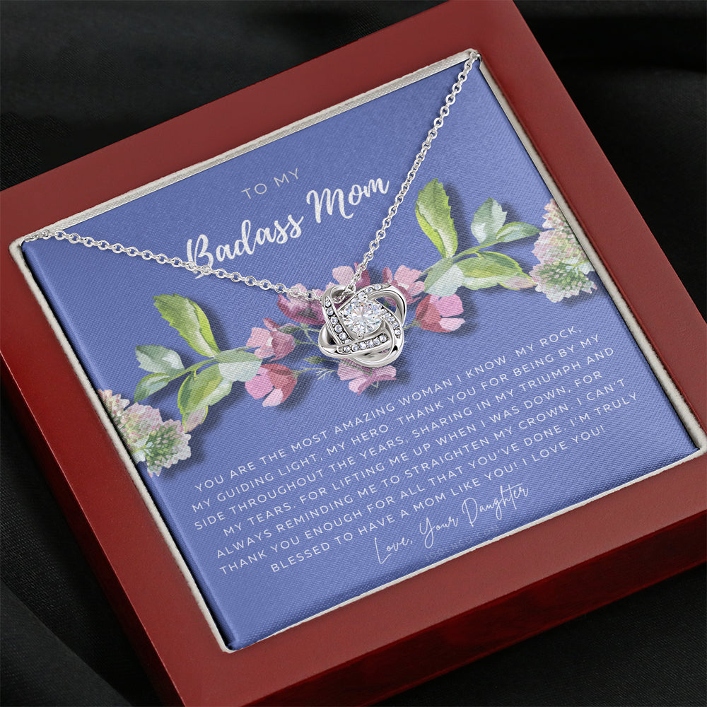 Love Knot Necklace | To My Badass Mom Necklace | Mother’s Day Gift | Daughter to Mom Gift | Gift from Daughter to Mom on Wedding Day | Mom gift | Birthday Gift