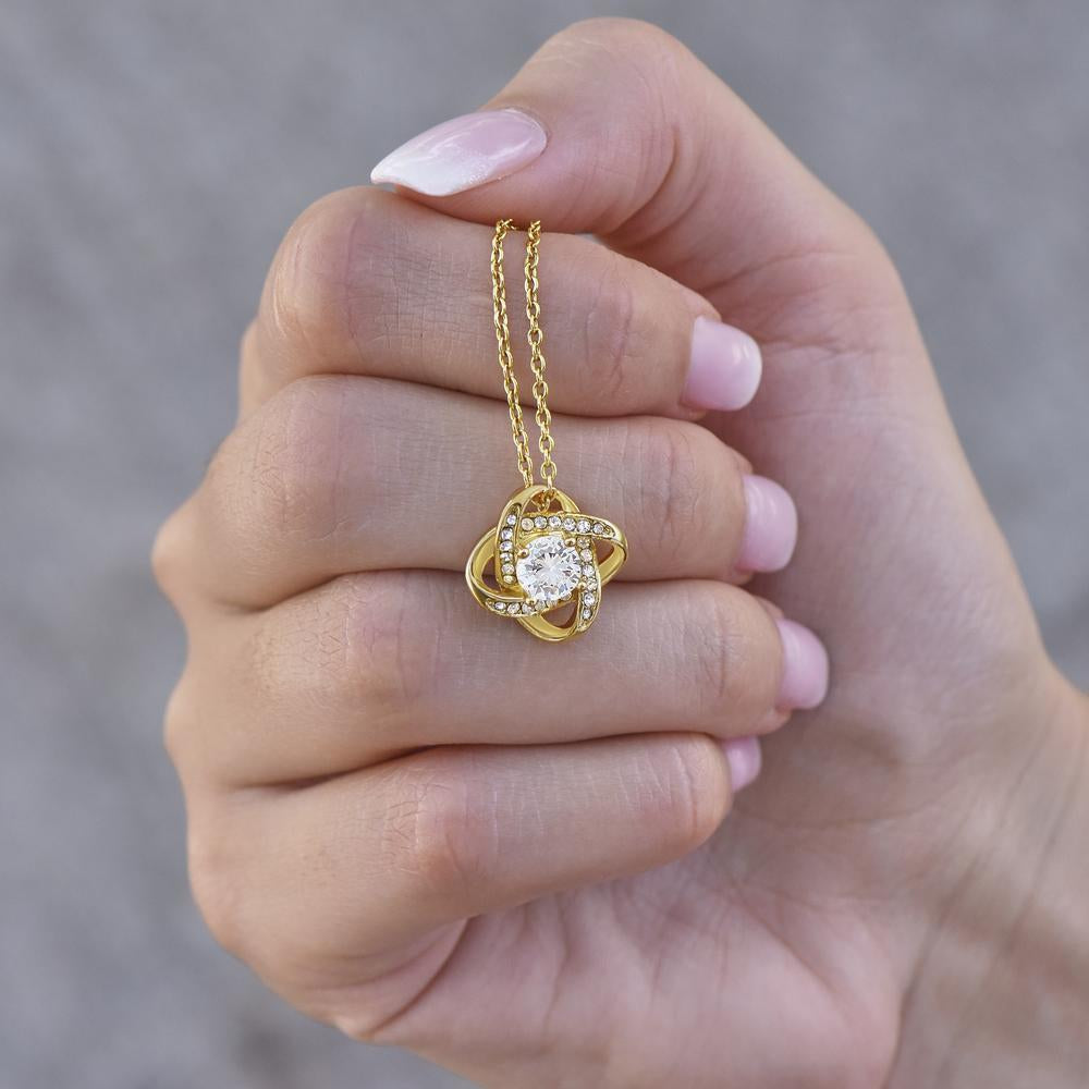 To My Beautiful Wife – Love Knot Necklace with Romantic Message Card | Anniversary, Birthday, or Christmas Gift for Wife