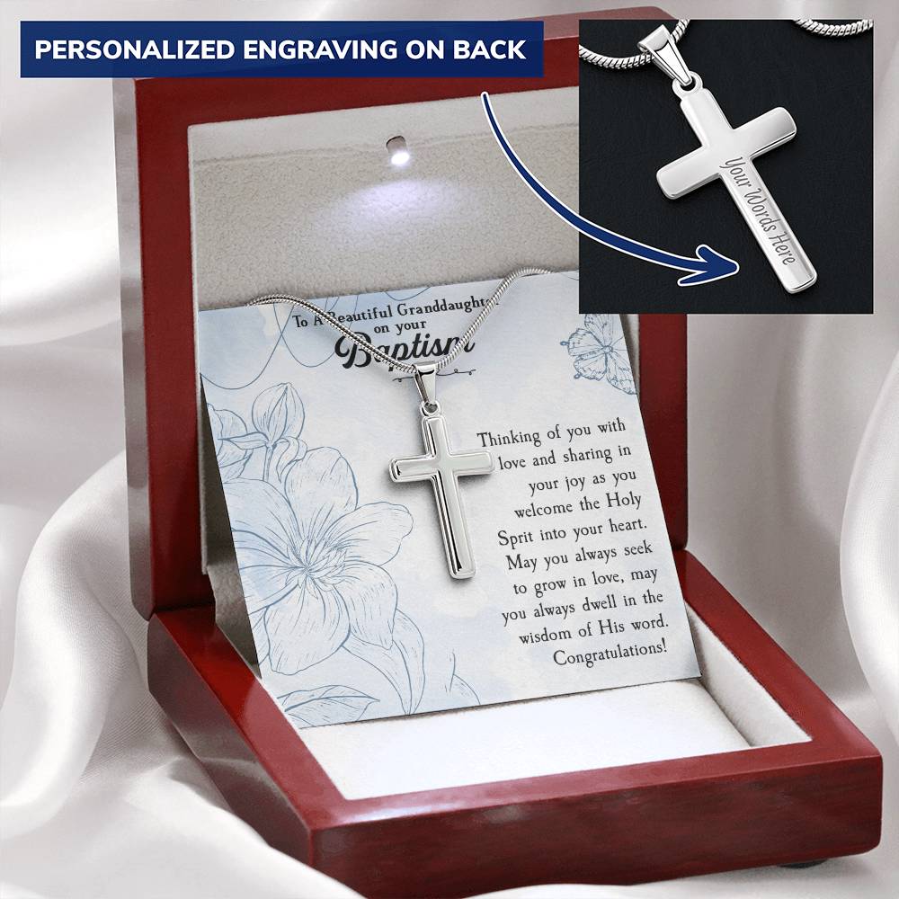 Granddaughter Baptism Cross Granddaughter Custom Baptism Gift Unique Baptism Necklace Catholic Baptism Gift from Grandparents Baptism Girl