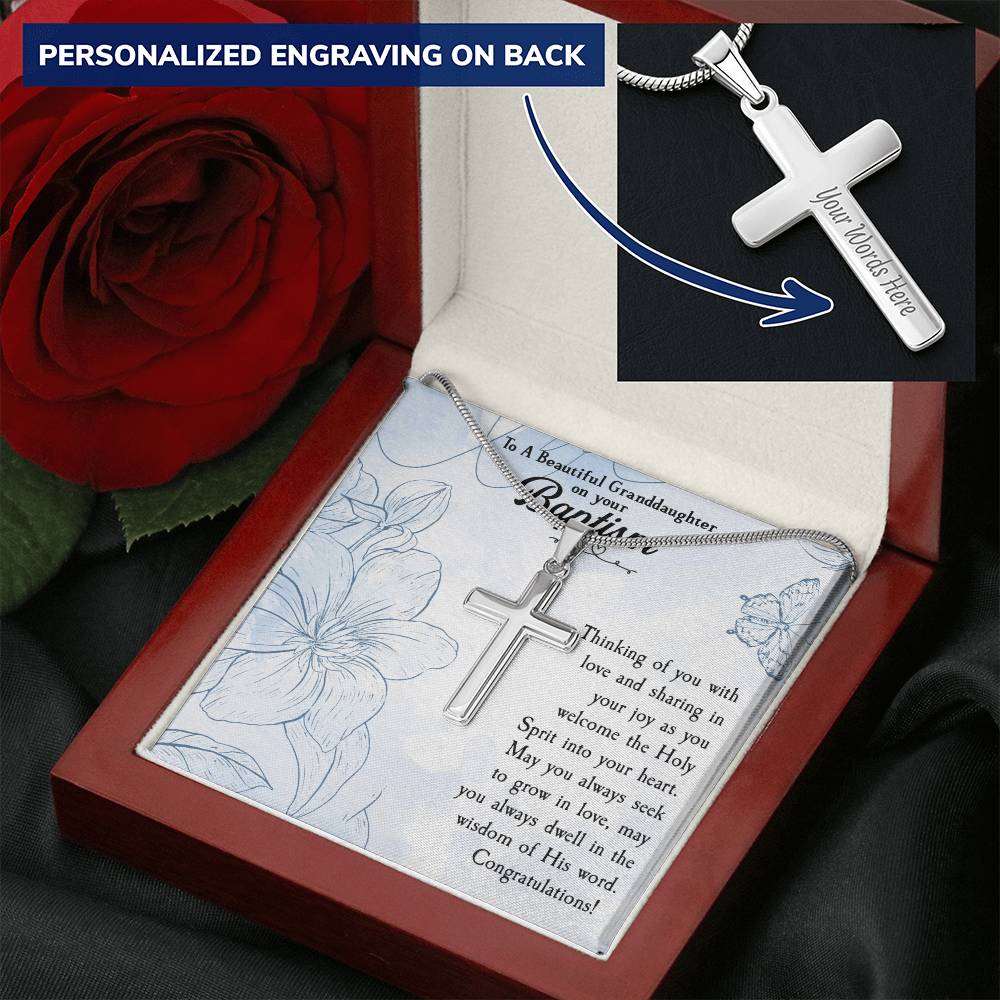 Granddaughter Baptism Cross Granddaughter Custom Baptism Gift Unique Baptism Necklace Catholic Baptism Gift from Grandparents Baptism Girl
