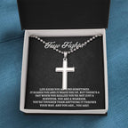 Empowering Gifts for Men: Cancer Survivor Necklace, Fighter & Warrior Encouragement, Cross Necklace Gift, Christian Gift