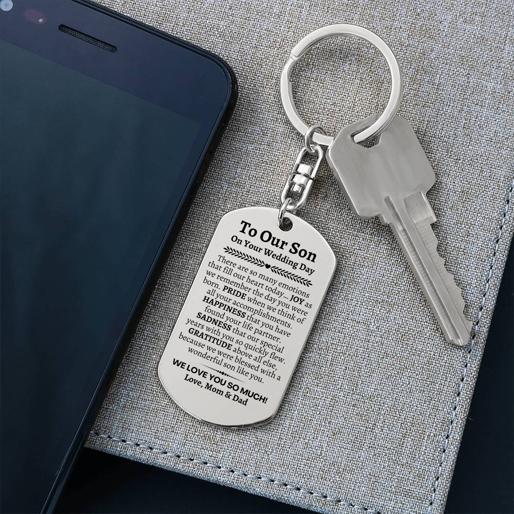 Groom Gift from Parents, To Our Son on his Wedding Day, Son Wedding Gift, Personalized Dog Tag, Wedding Day Gift for Son, Gift from Mom Dad