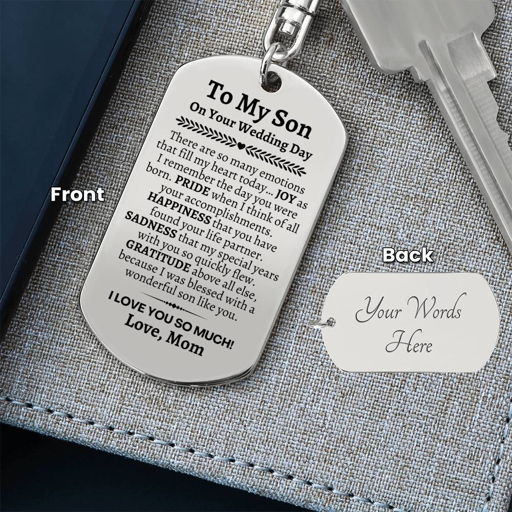 Groom Gift from Mom, To My Son on Your Wedding Day, Son Wedding Day Gift, Gift for Son on Wedding Day, Son Wedding Keychain from Mom