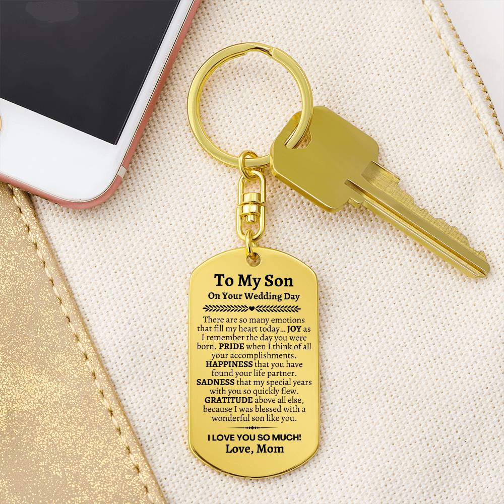 Groom Gift from Mom, To My Son on Your Wedding Day, Son Wedding Day Gift, Gift for Son on Wedding Day, Son Wedding Keychain from Mom