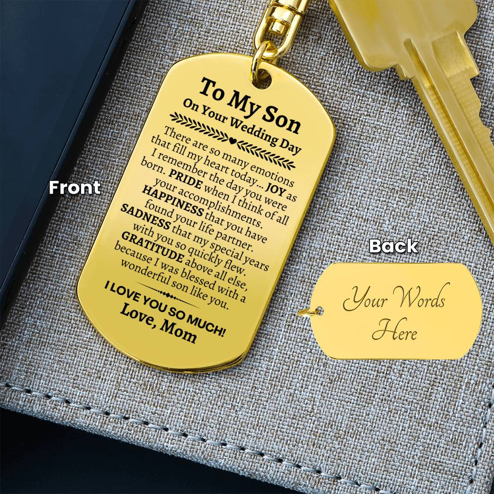 Groom Gift from Mom, To My Son on Your Wedding Day, Son Wedding Day Gift, Gift for Son on Wedding Day, Son Wedding Keychain from Mom