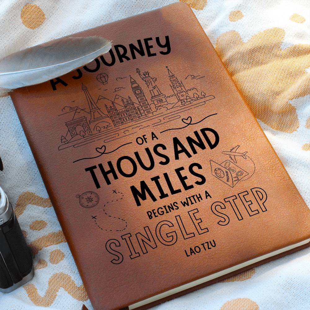 Travel Journal, A journey of a thousand miles begins with a single step Lao Tzu Quote Journal, Travel Diary, Travel gifts