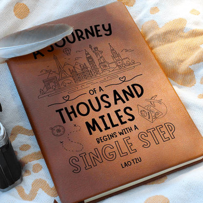 Travel Journal, A journey of a thousand miles begins with a single step Lao Tzu Quote Journal, Travel Diary, Travel gifts