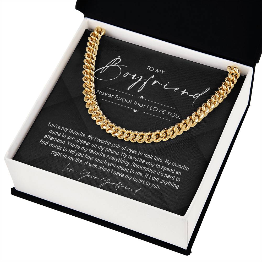 To My Boyfriend, Boyfriend Valentines Day Gift, Unique Boyfriend Birthday Gift, Promise Necklace, Best Gift for Boyfriend, Cuban Chain