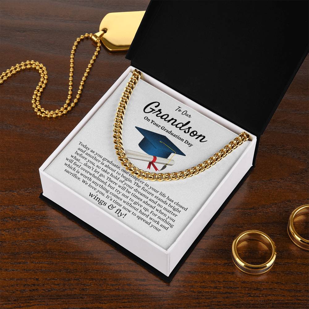 Grandson Graduation Gift from Grandma Grandpa, Best Graduation Gift for Grandson, Cuban Link Chain, Class of 2024, Grandson Gift