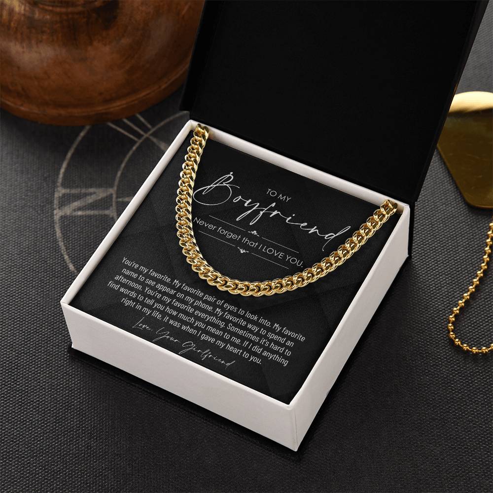 To My Boyfriend, Boyfriend Valentines Day Gift, Unique Boyfriend Birthday Gift, Promise Necklace, Best Gift for Boyfriend, Cuban Chain