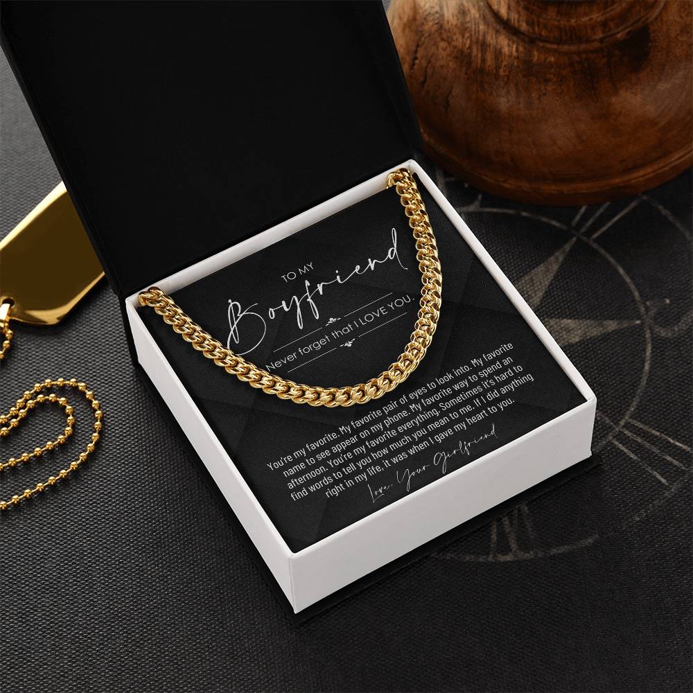 To My Boyfriend, Boyfriend Valentines Day Gift, Unique Boyfriend Birthday Gift, Promise Necklace, Best Gift for Boyfriend, Cuban Chain