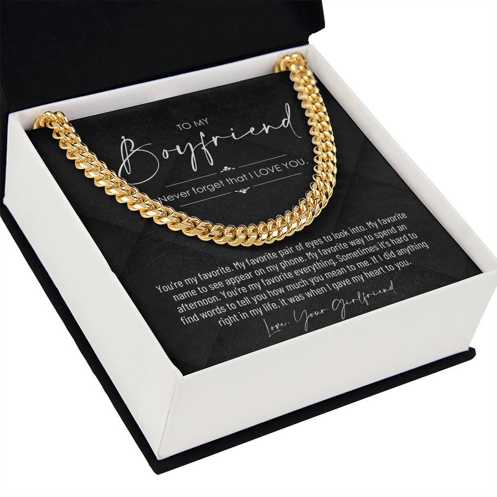 To My Boyfriend, Boyfriend Valentines Day Gift, Unique Boyfriend Birthday Gift, Promise Necklace, Best Gift for Boyfriend, Cuban Chain