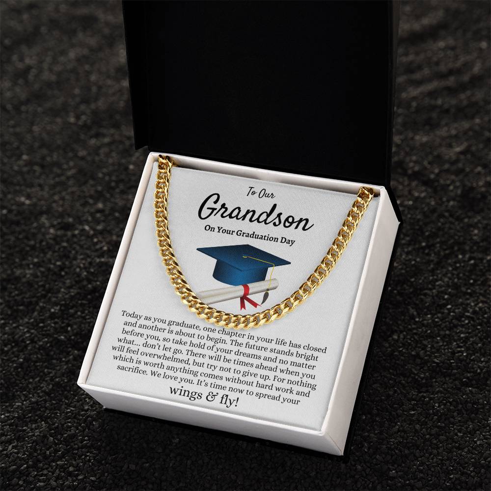 Grandson Graduation Gift from Grandma Grandpa, Best Graduation Gift for Grandson, Cuban Link Chain, Class of 2024, Grandson Gift