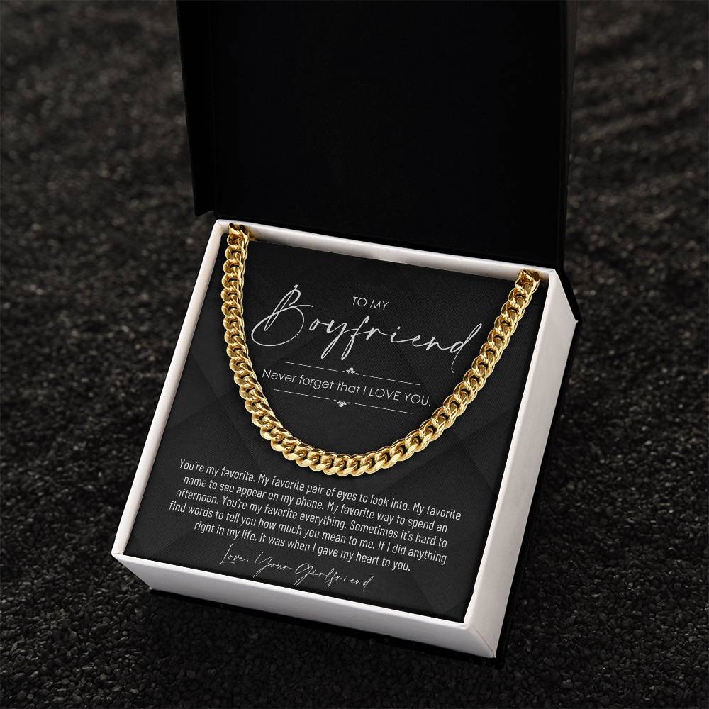 To My Boyfriend, Boyfriend Valentines Day Gift, Unique Boyfriend Birthday Gift, Promise Necklace, Best Gift for Boyfriend, Cuban Chain