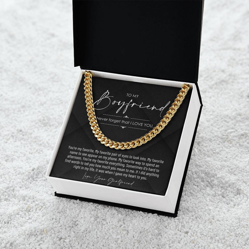 To My Boyfriend, Boyfriend Valentines Day Gift, Unique Boyfriend Birthday Gift, Promise Necklace, Best Gift for Boyfriend, Cuban Chain