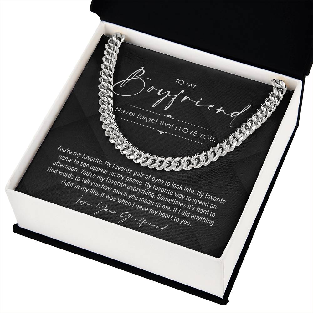 To My Boyfriend, Boyfriend Valentines Day Gift, Unique Boyfriend Birthday Gift, Promise Necklace, Best Gift for Boyfriend, Cuban Chain
