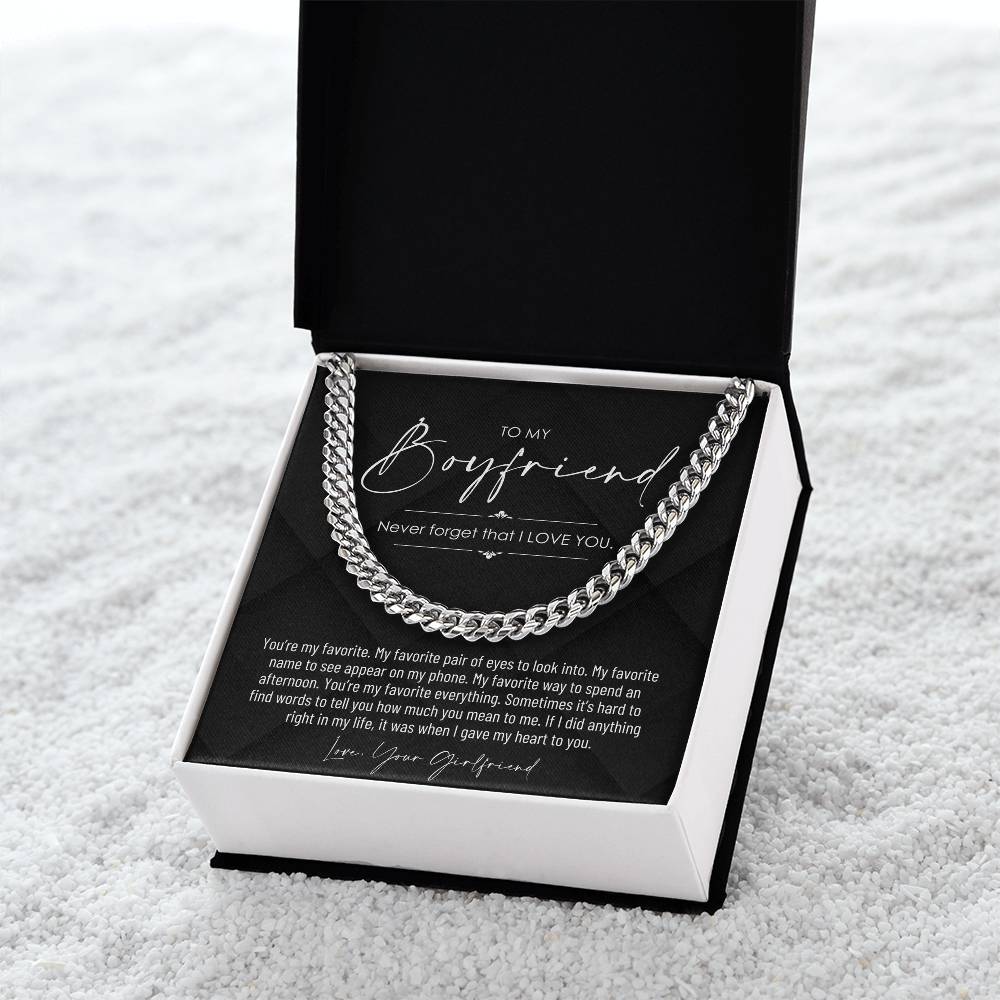 To My Boyfriend, Boyfriend Valentines Day Gift, Unique Boyfriend Birthday Gift, Promise Necklace, Best Gift for Boyfriend, Cuban Chain